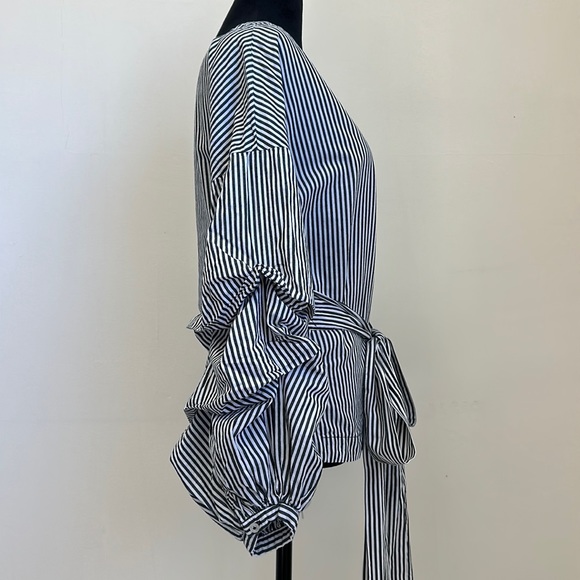 MAX Jeans Black & White Striped Blouse - Picture 8 of 14